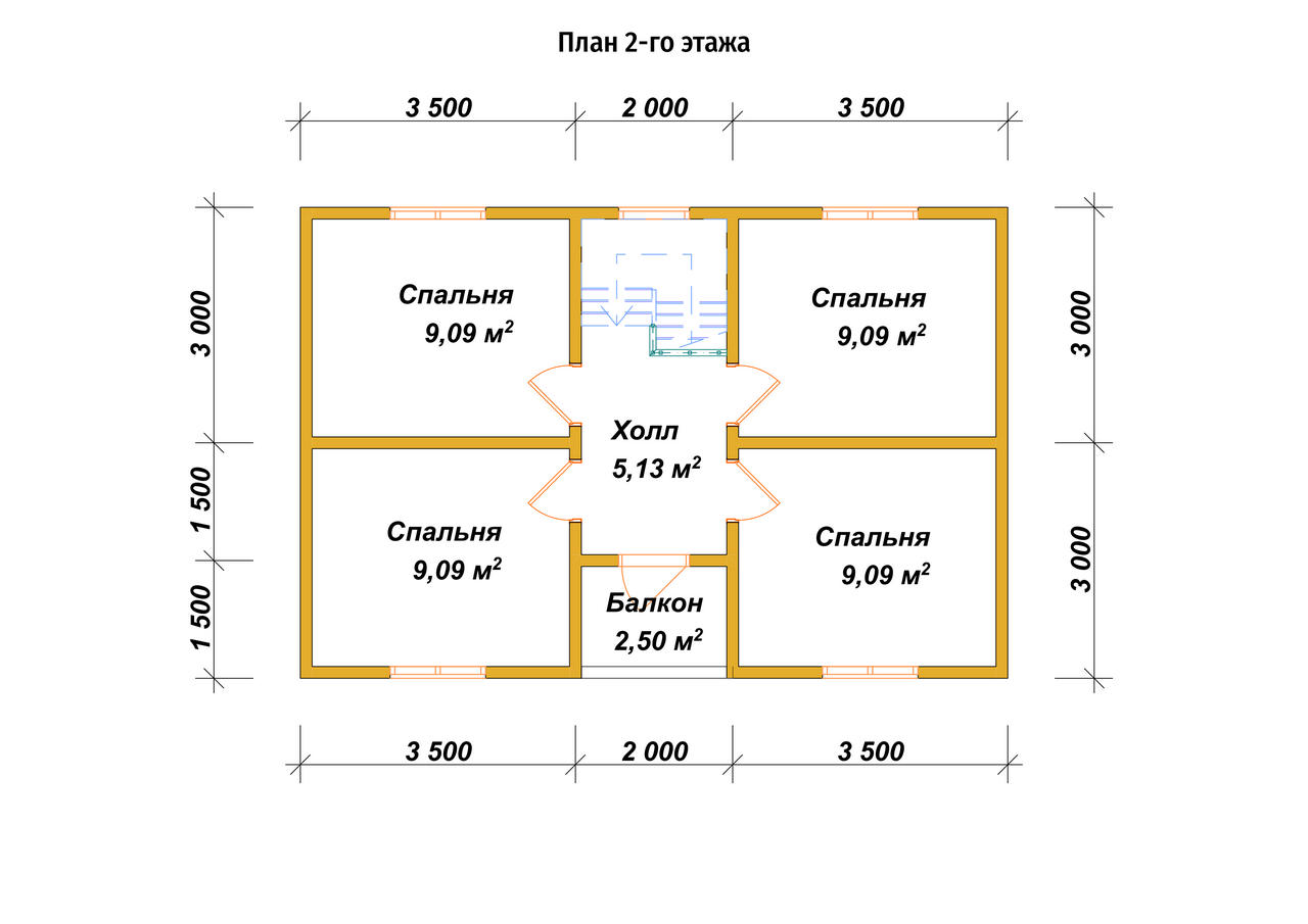 Двухэтажный дом из бруса ДБ №46 - планировка 2