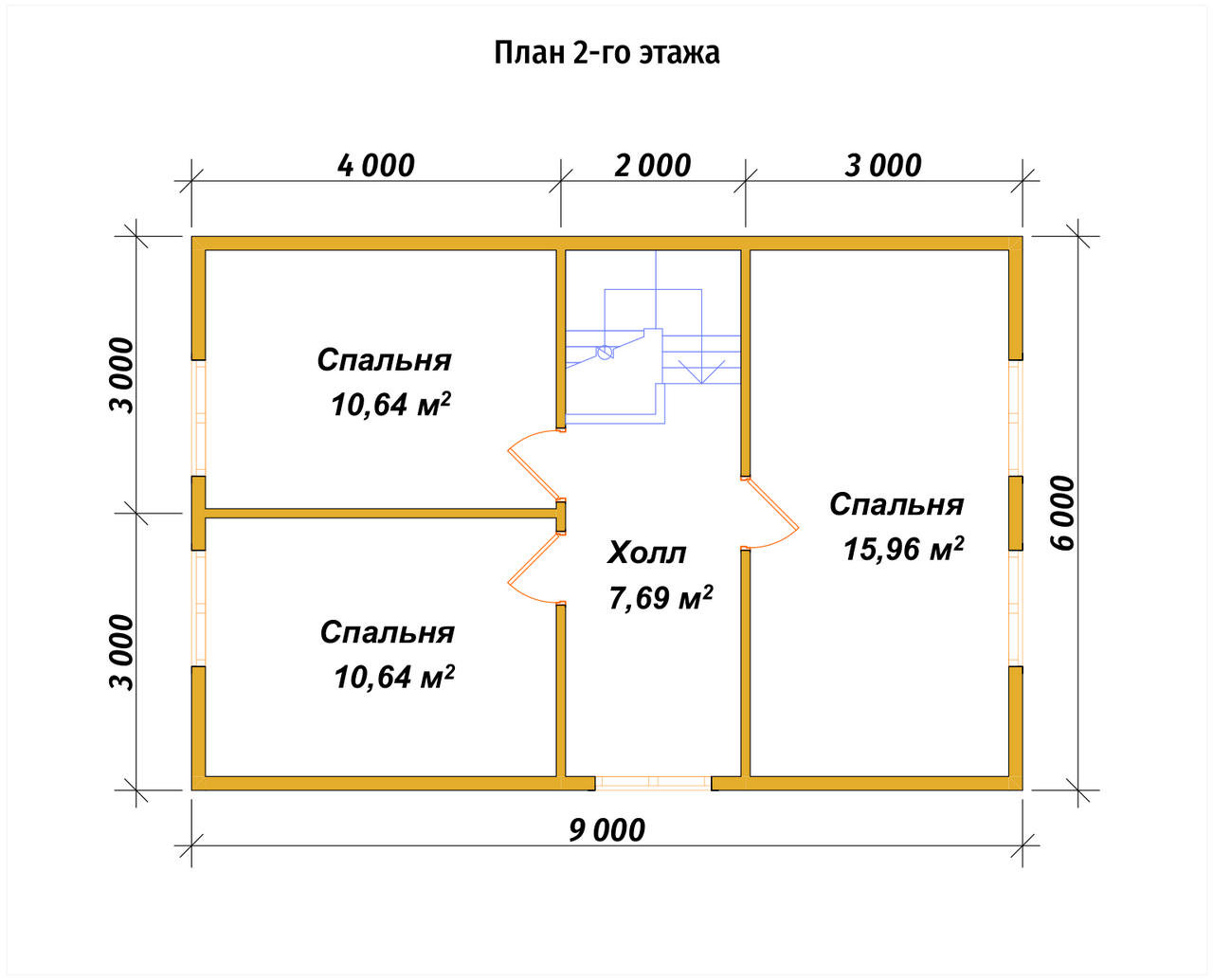 Полутораэтажный дом из бруса ДБ №121 - планировка 2