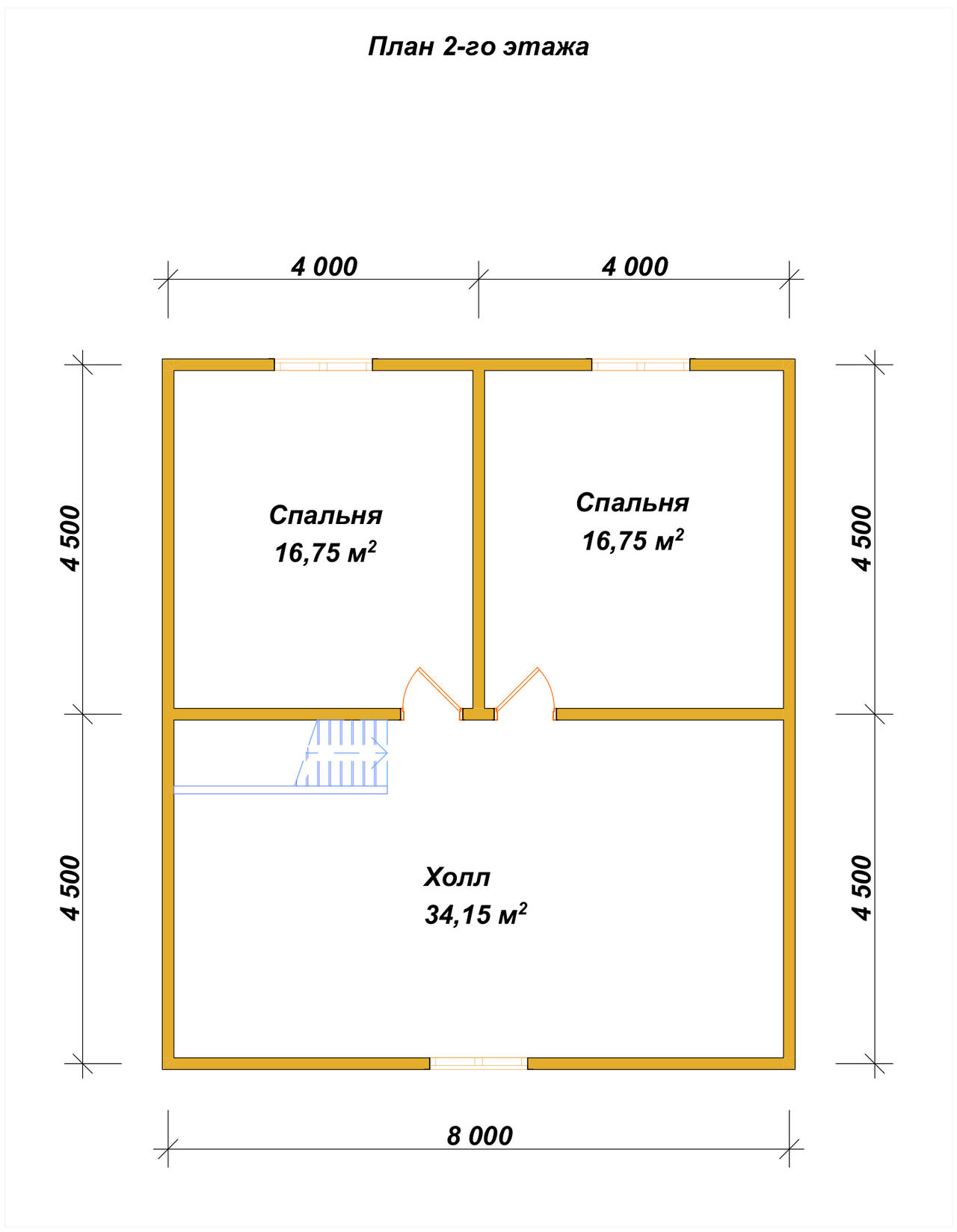 Полутораэтажный дом из бруса ДБ №39 - планировка 2