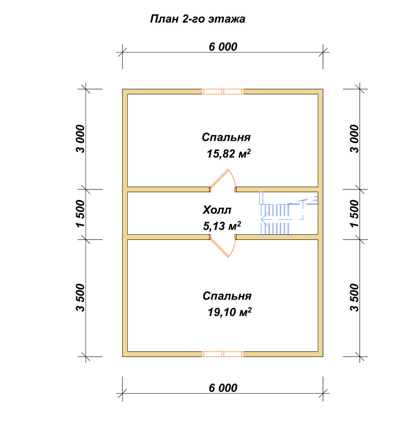 Полутораэтажный дом из бруса ДБ №93 - планировка 2