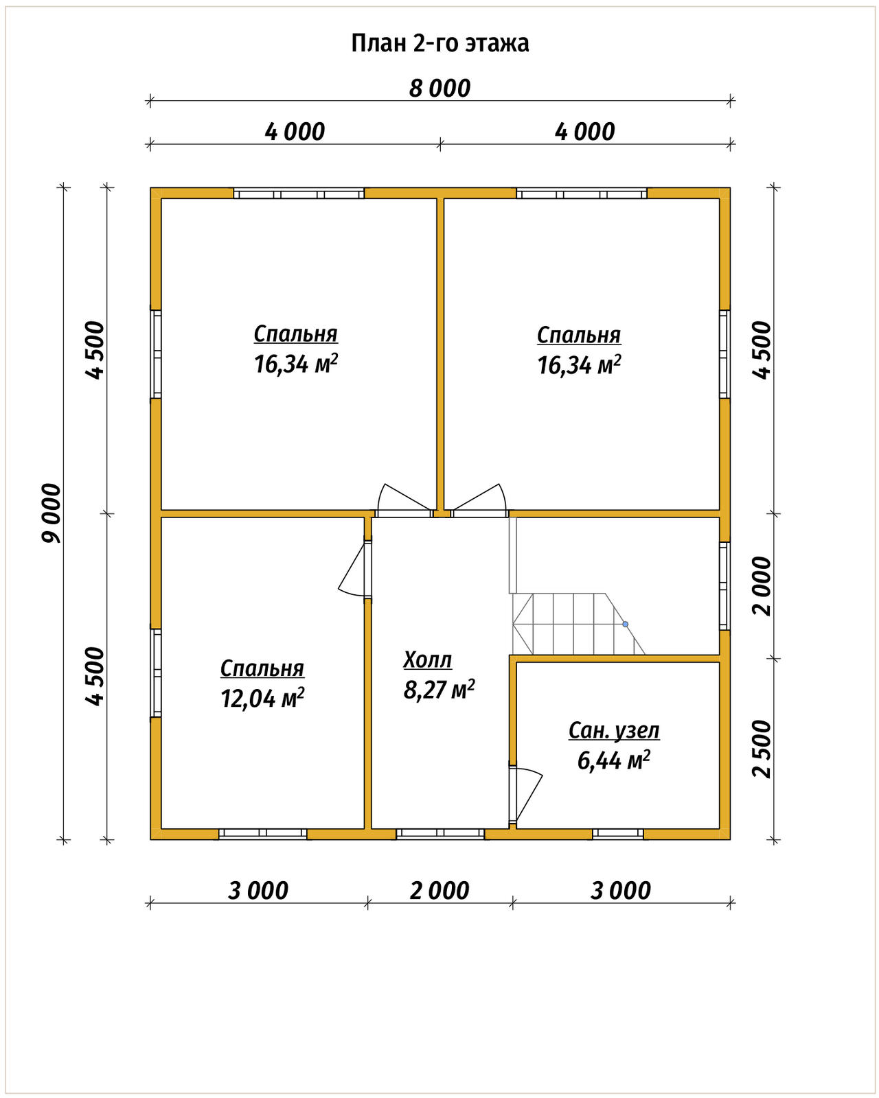 Проект дома из бруса ДБ №178, 121.2м², 2 эт., 5 комн. - планировка 2