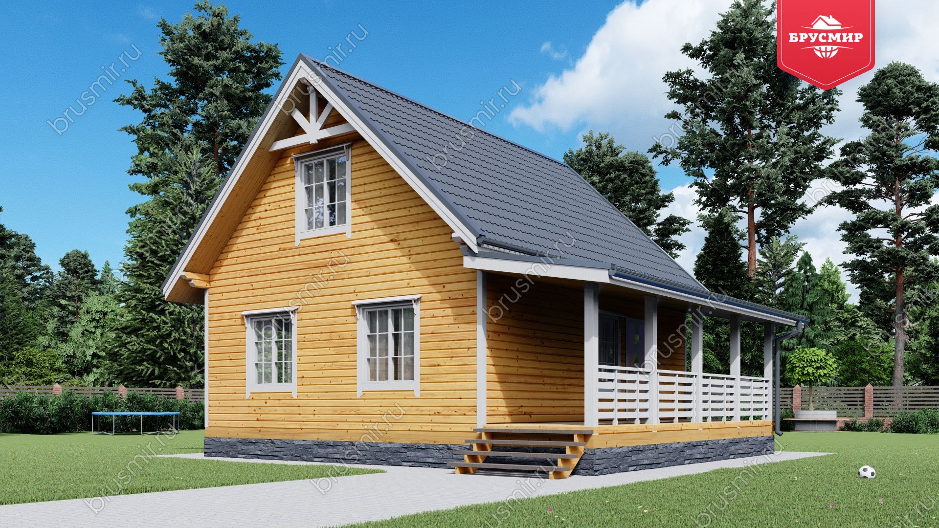 Дом из бруса с мансардой ДБ №23