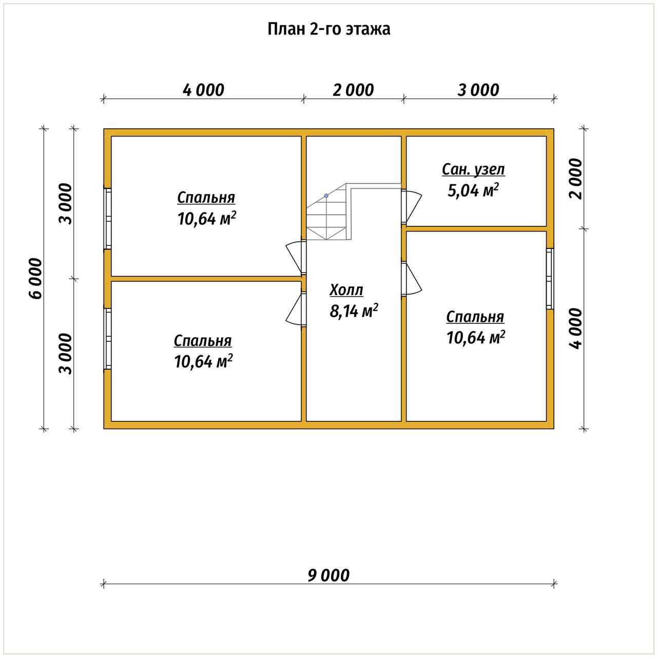 Проект дома из бруса ДБ №187, 92.5м², 1.5 эт., 5 комн. - планировка 2