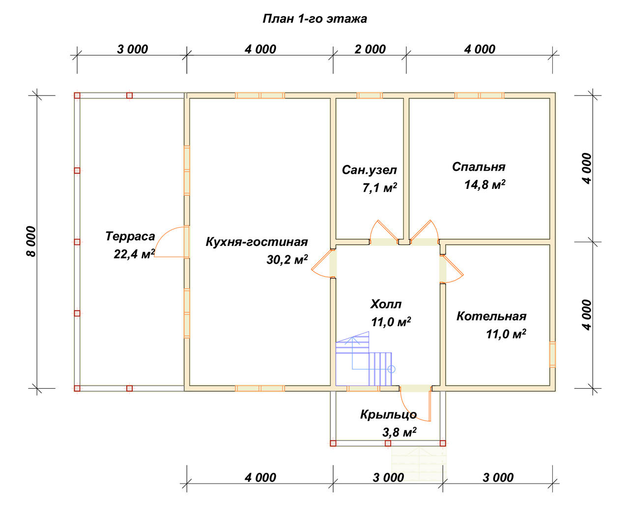 Дом из бруса с мансардой ДБ №140 - планировка 1