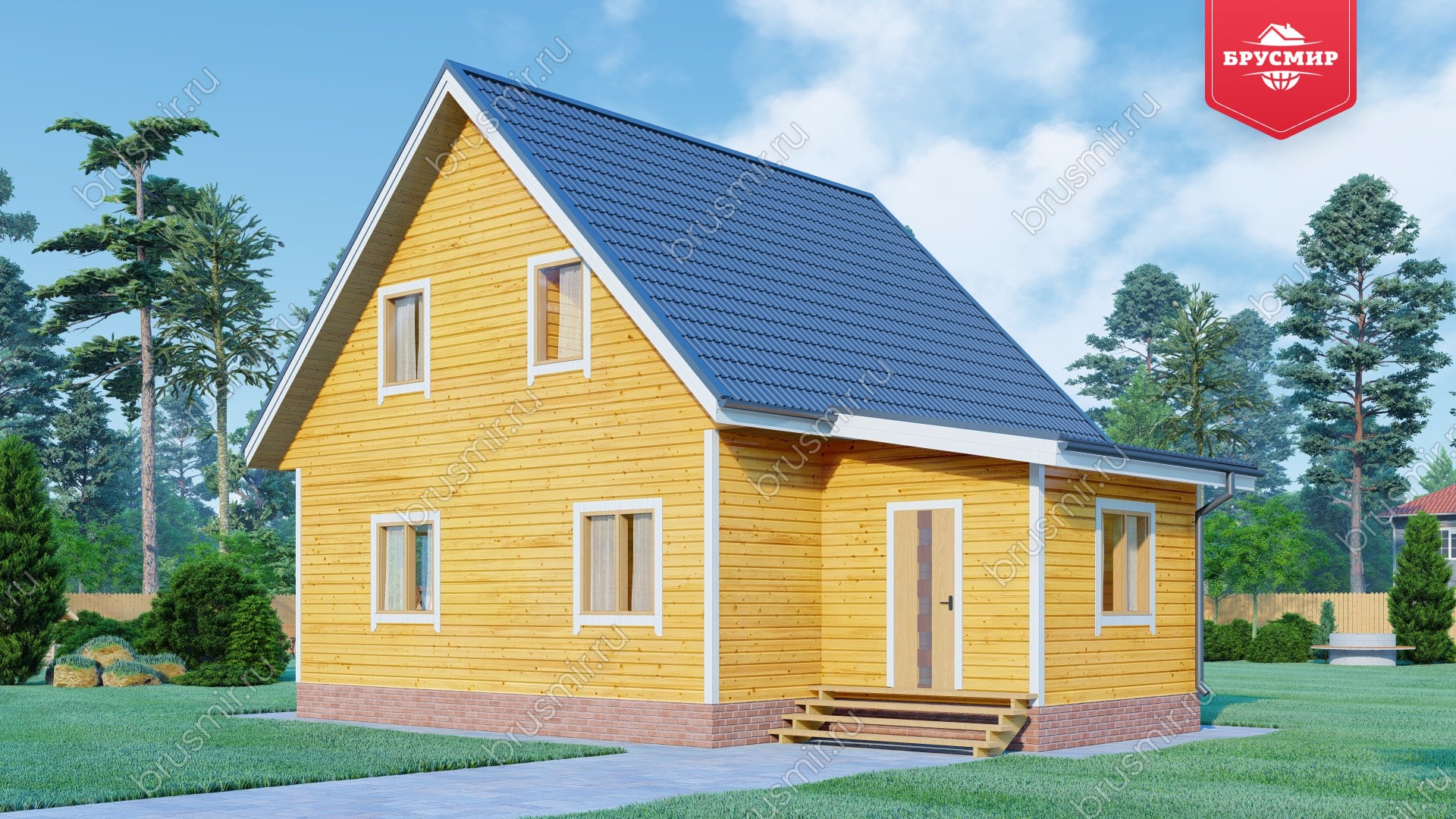 Дом из бруса с мансардой ДБ №40