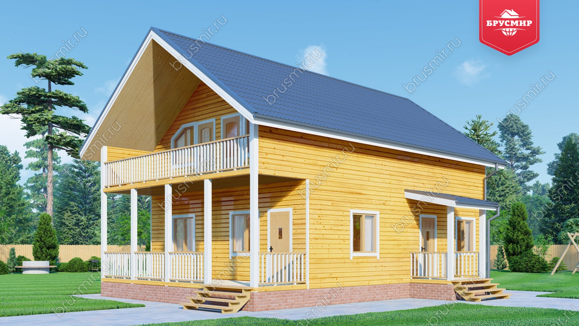 Полутораэтажный дом из бруса ДБ №98