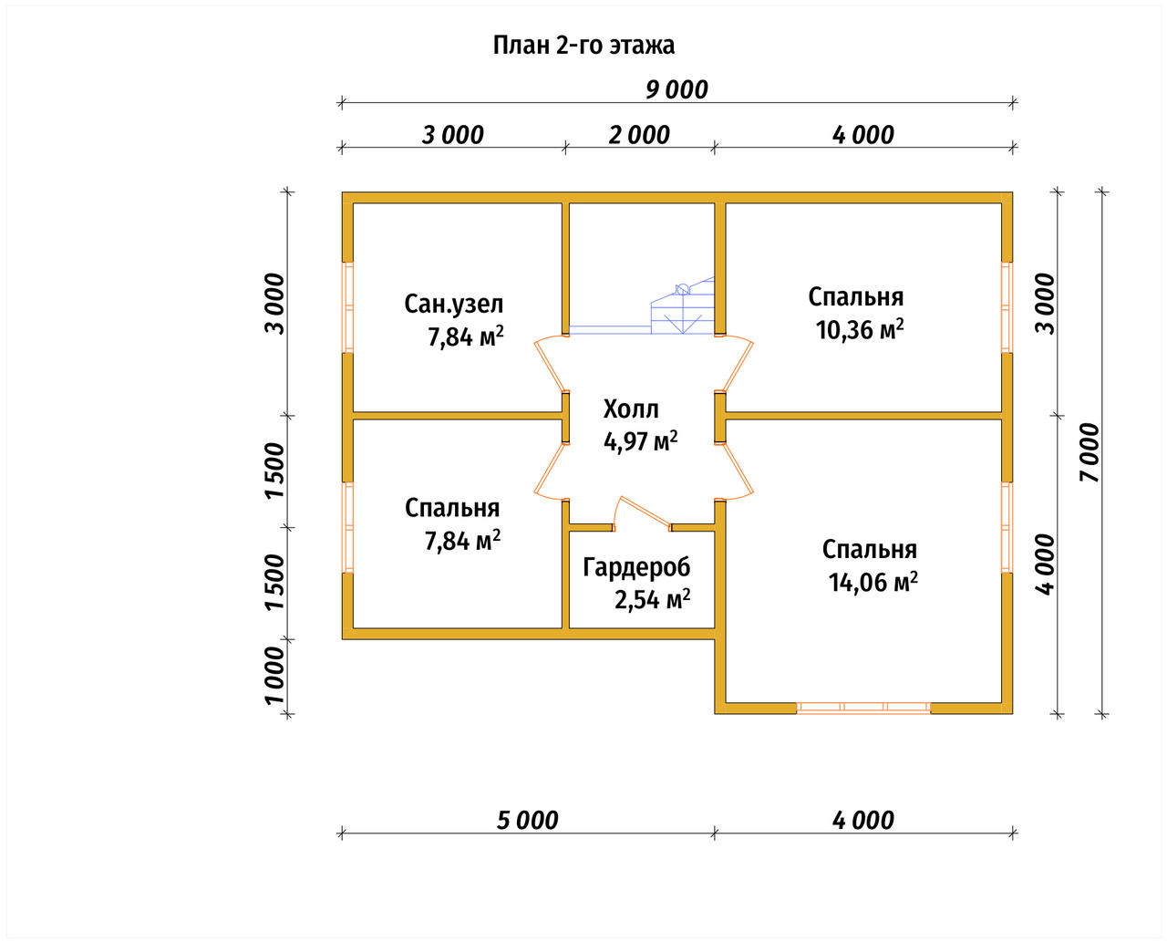 Двухэтажный дом из бруса ДБ №63 - планировка 2
