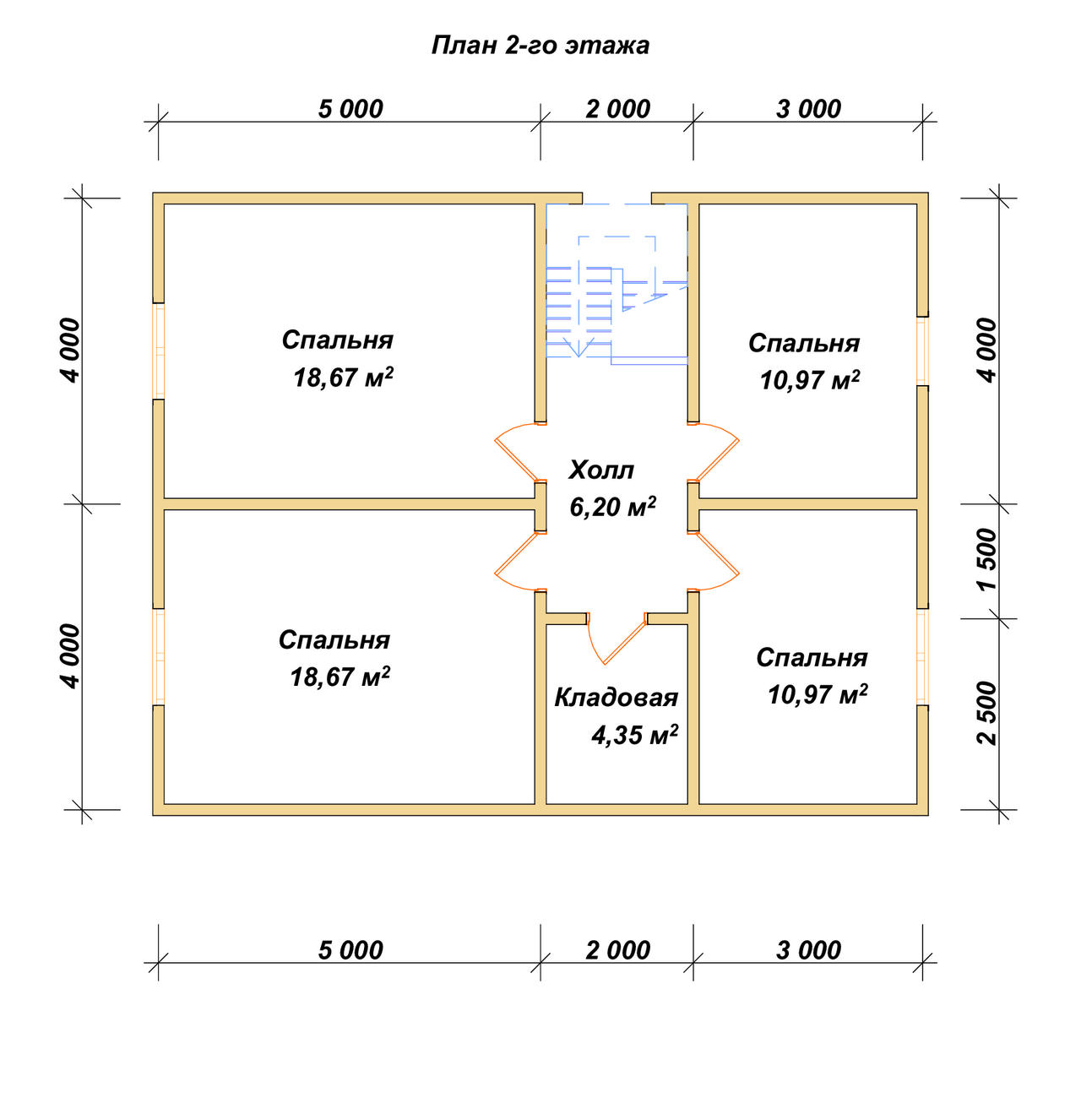 Полутораэтажный дом из бруса ДБ №143 - планировка 2