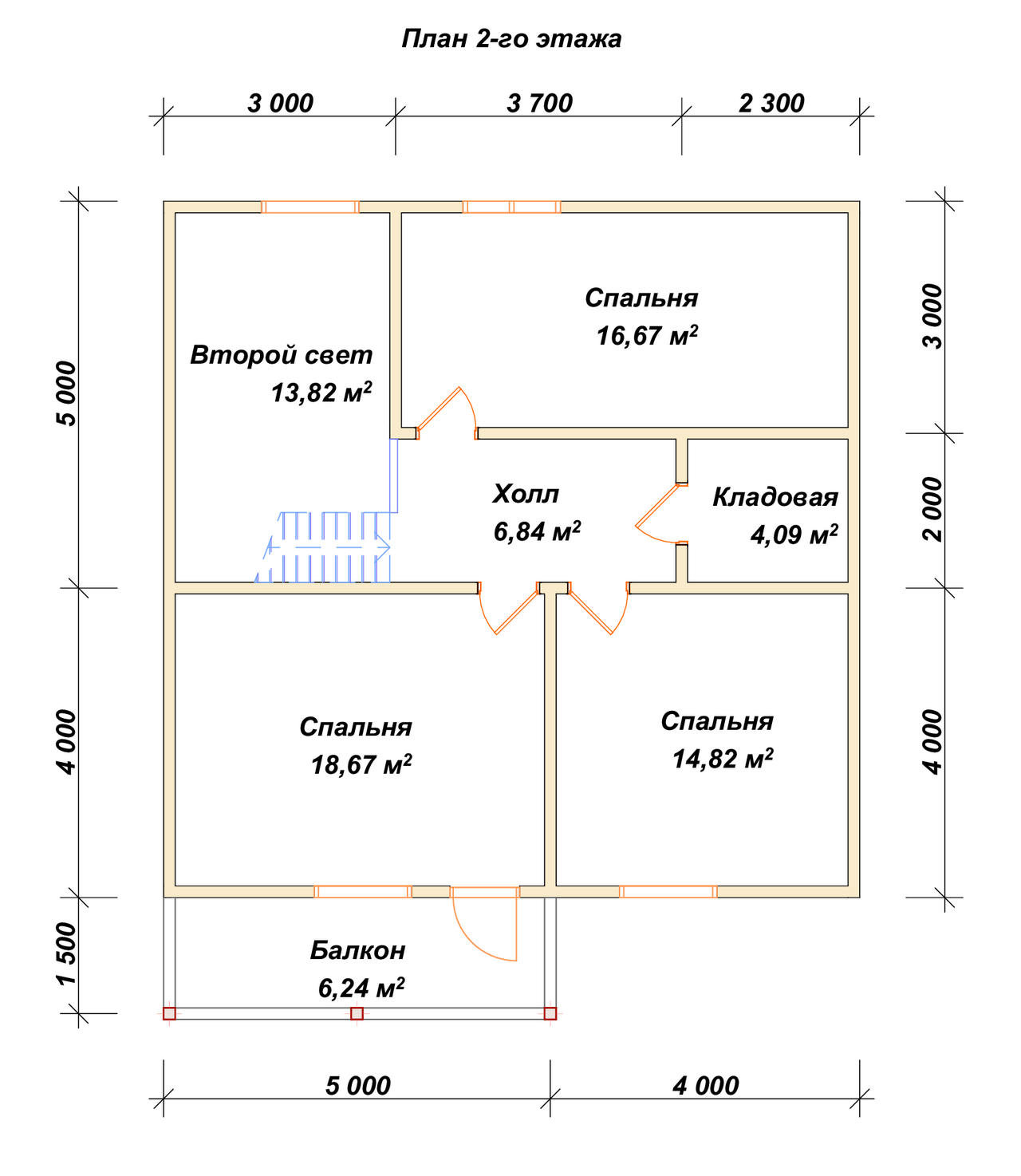 Полутораэтажный дом из бруса ДБ №87 - планировка 2