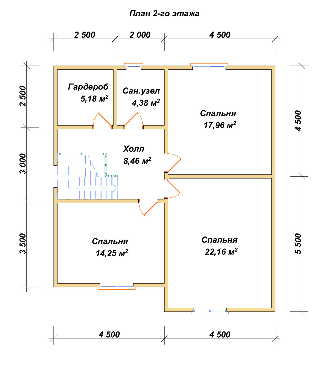 Полутораэтажный дом из бруса ДБ №171 - планировка 2