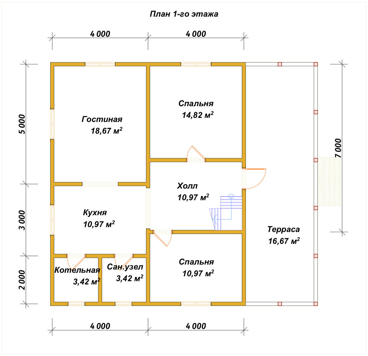 Дом из бруса с мансардой ДБ №83 - планировка 1
