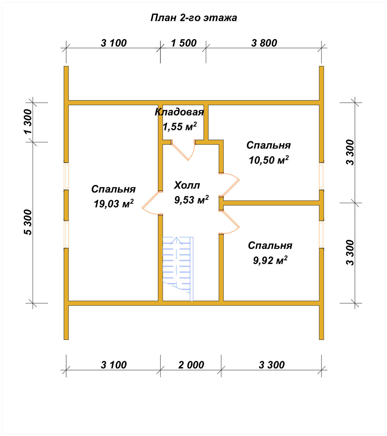 Дом из бруса с мансардой ДБ №41 - планировка 2