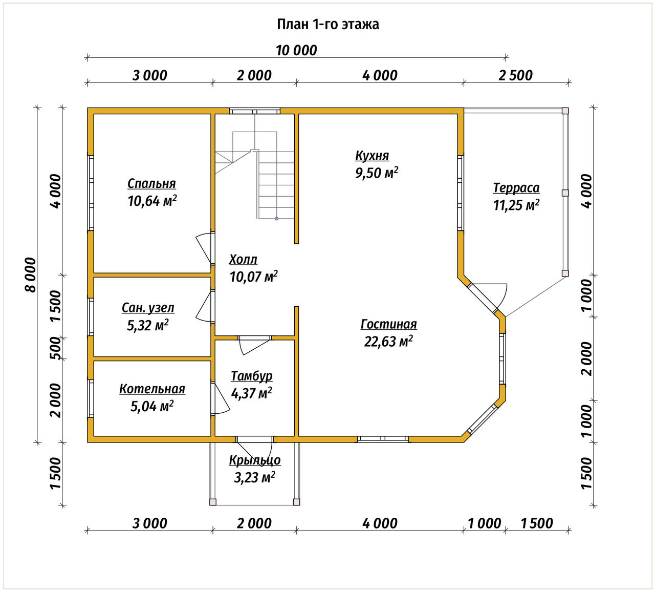 Проект дома из бруса ДБ №181, 127.2м², 2 эт., 5 комн. - планировка 2