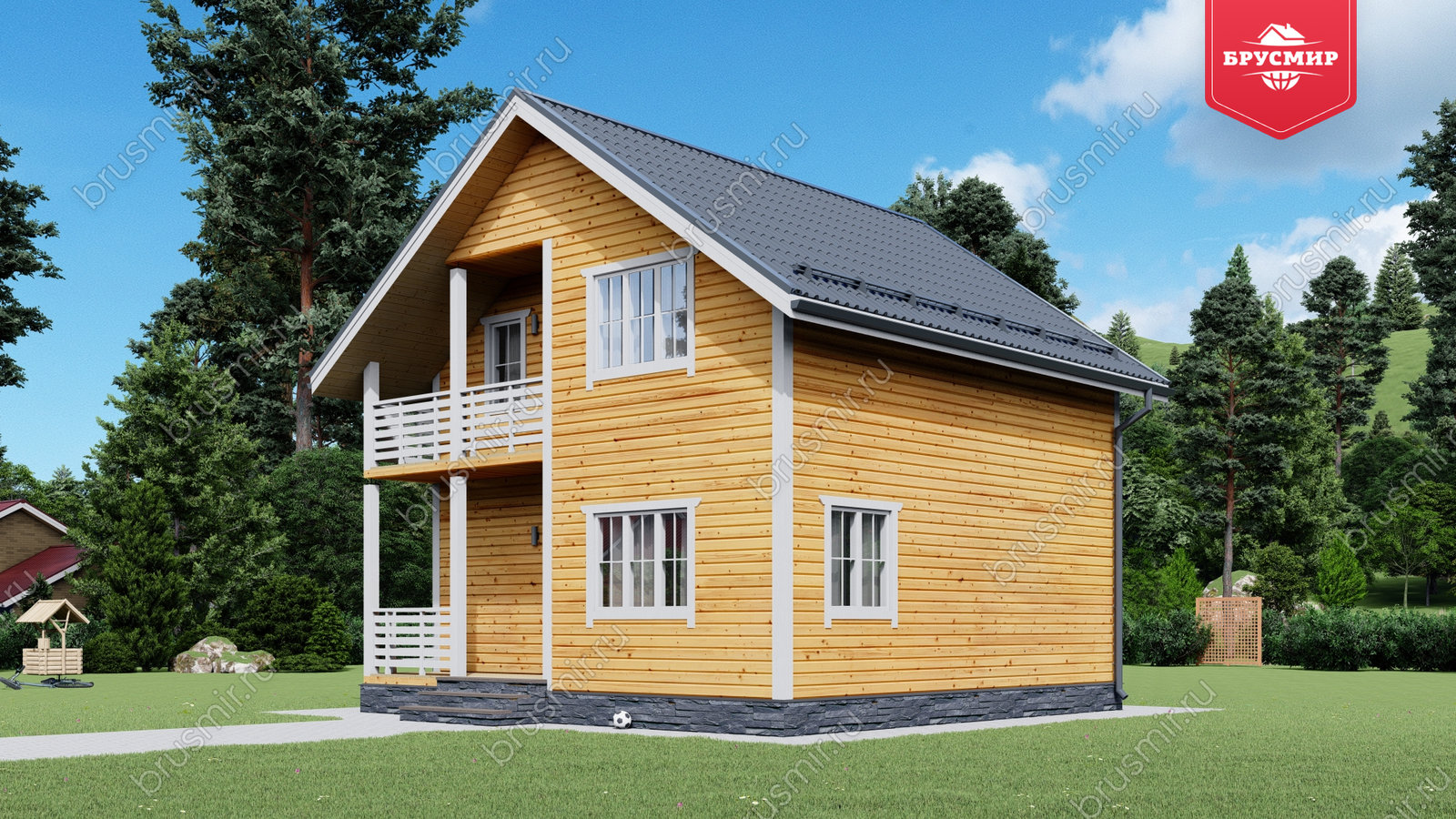 Проект дома из бруса ДБ №188, 88.5м², 1.5 эт., 5 комн.