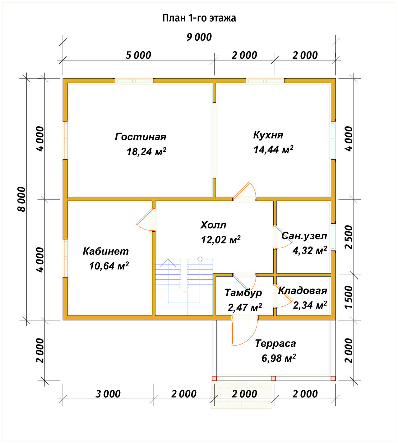 Дом из бруса с мансардой ДБ №110 - планировка 1