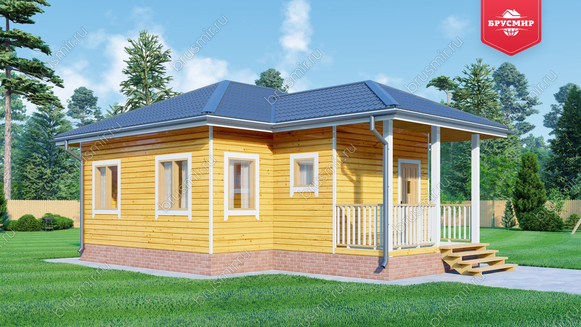 Одноэтажный дом из бруса ДБ №153