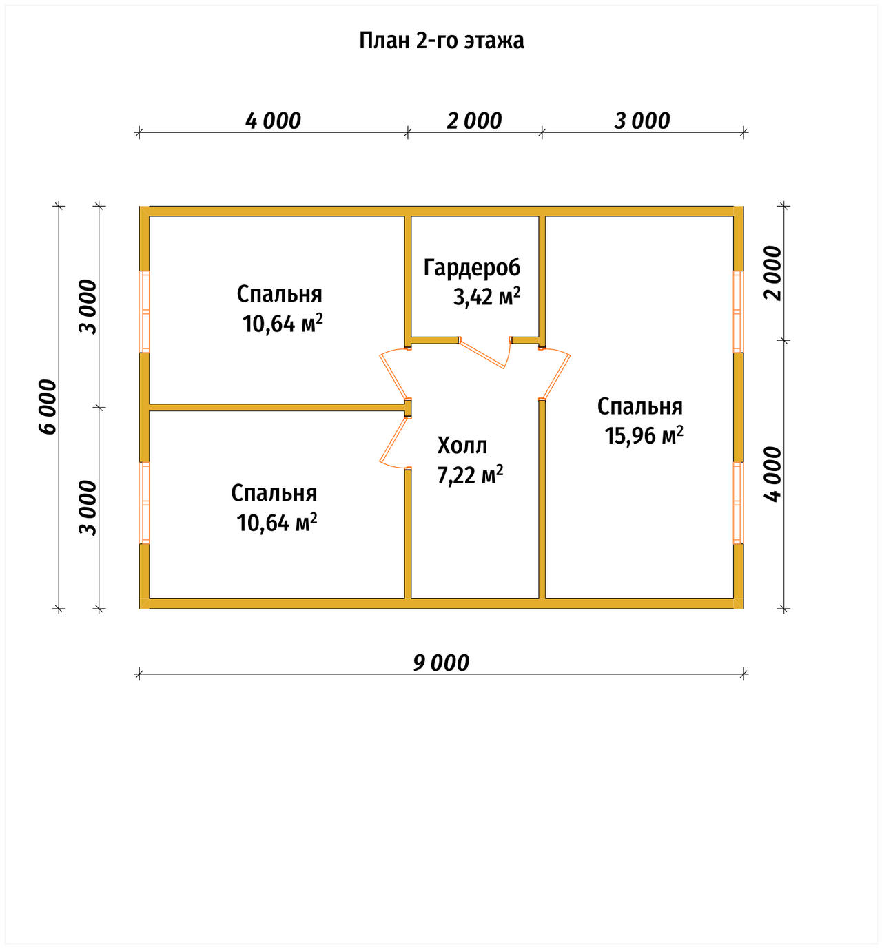 Дом из бруса с мансардой ДБ №6 - планировка 2