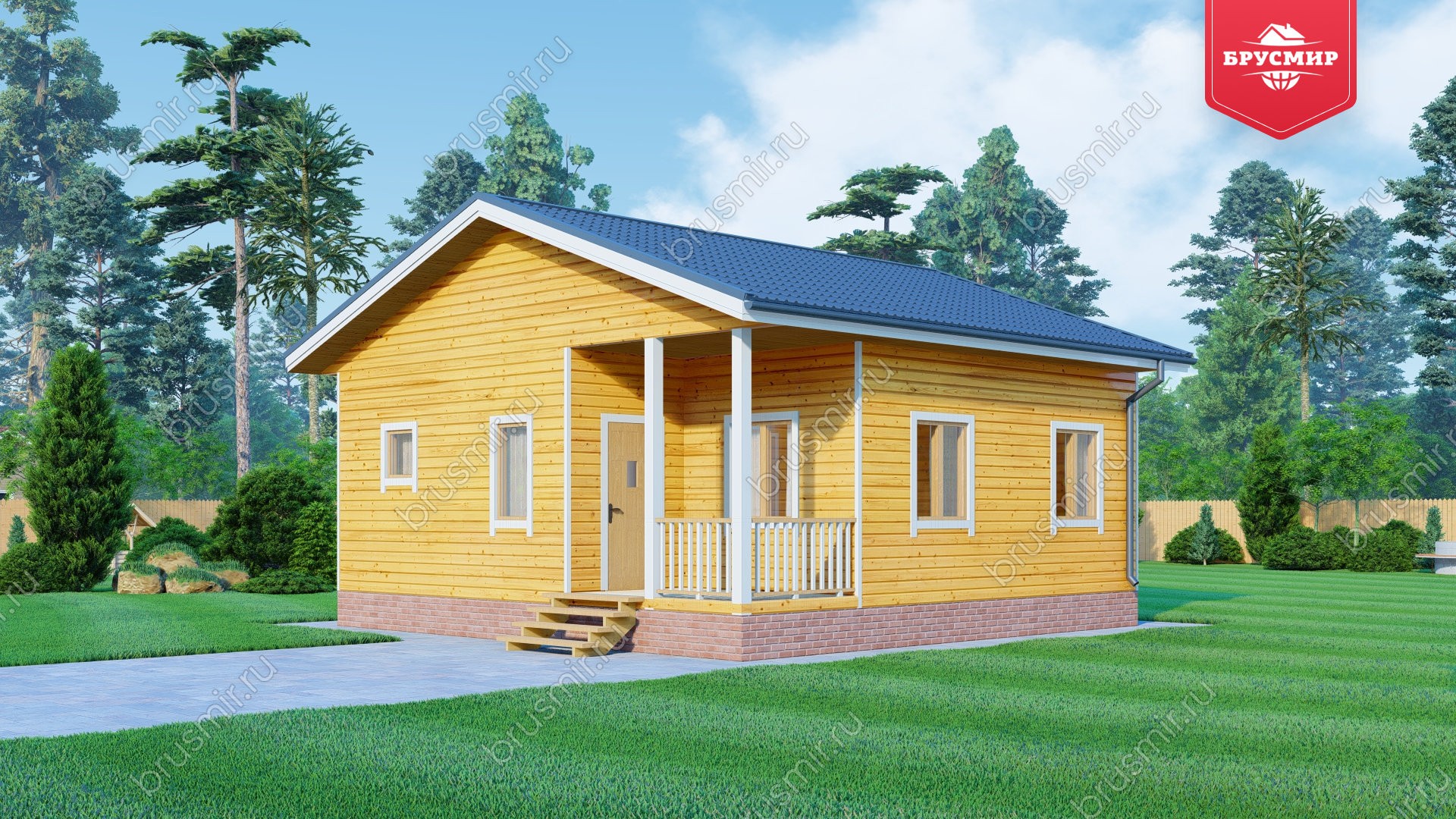 Одноэтажный дом из бруса ДБ №166