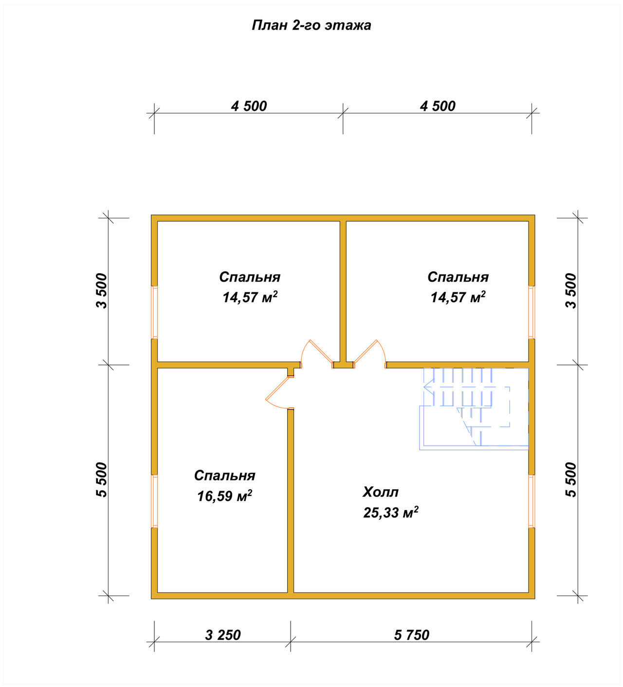 Полутораэтажный дом из бруса ДБ №49 - планировка 2