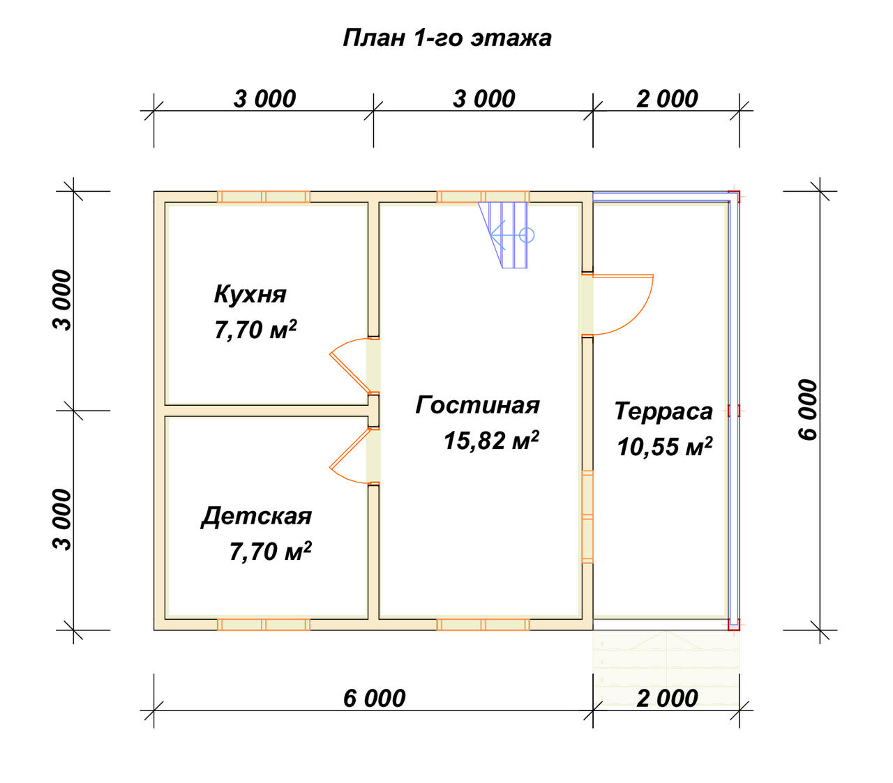 Дом из бруса с мансардой ДБ №4 - планировка 1