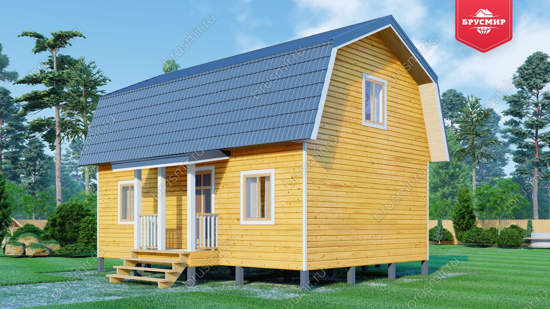 Дом из бруса с мансардой ДБ №128