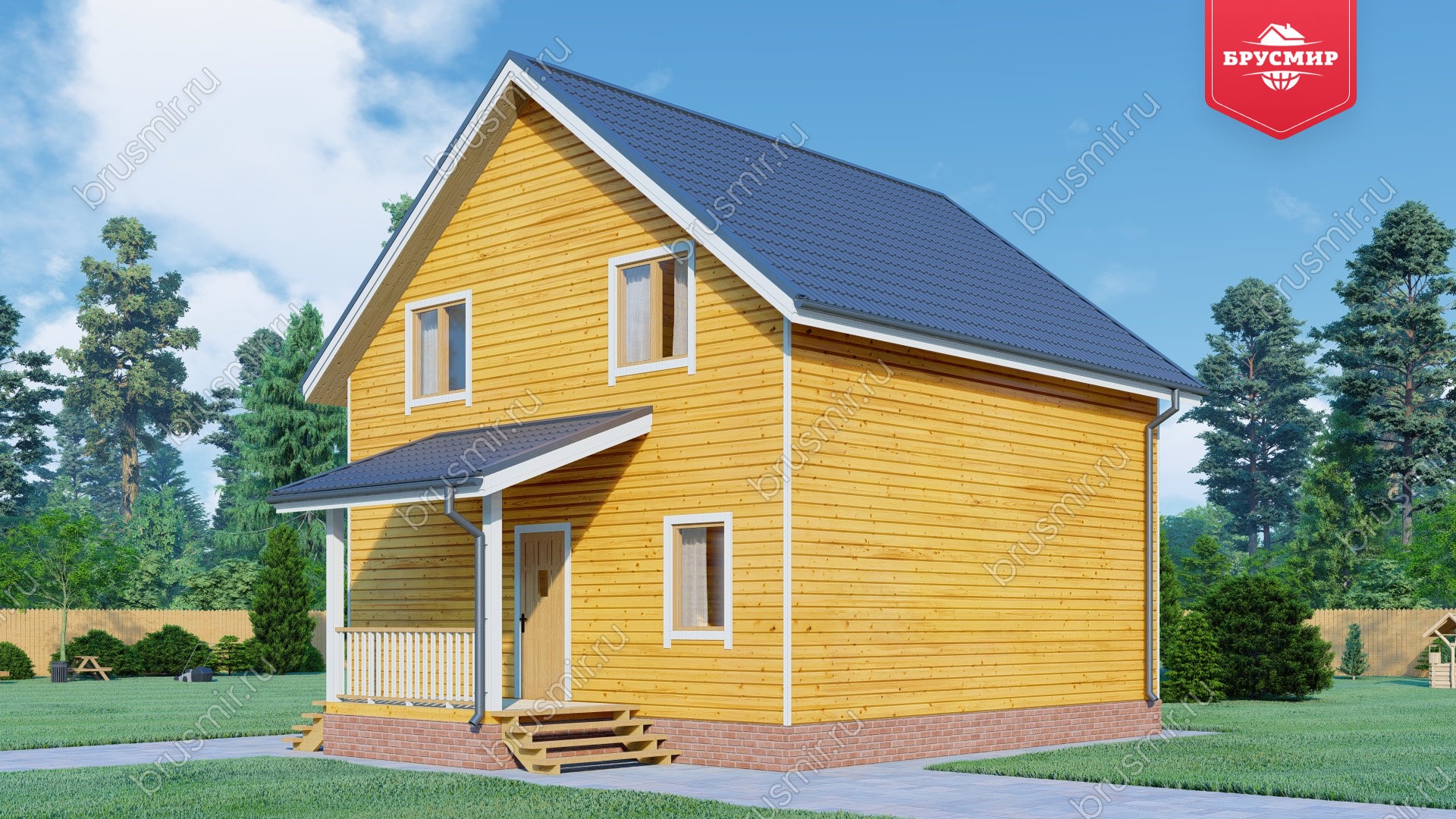 Полутораэтажный дом из бруса ДБ №145