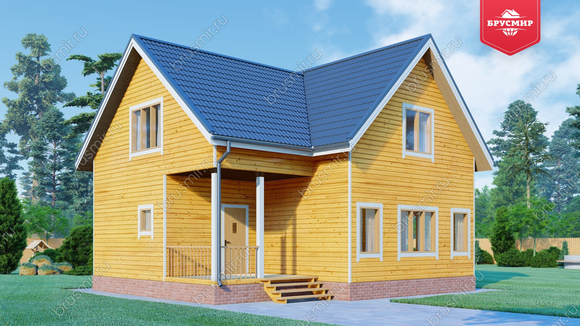 Полутораэтажный дом из бруса ДБ №12
