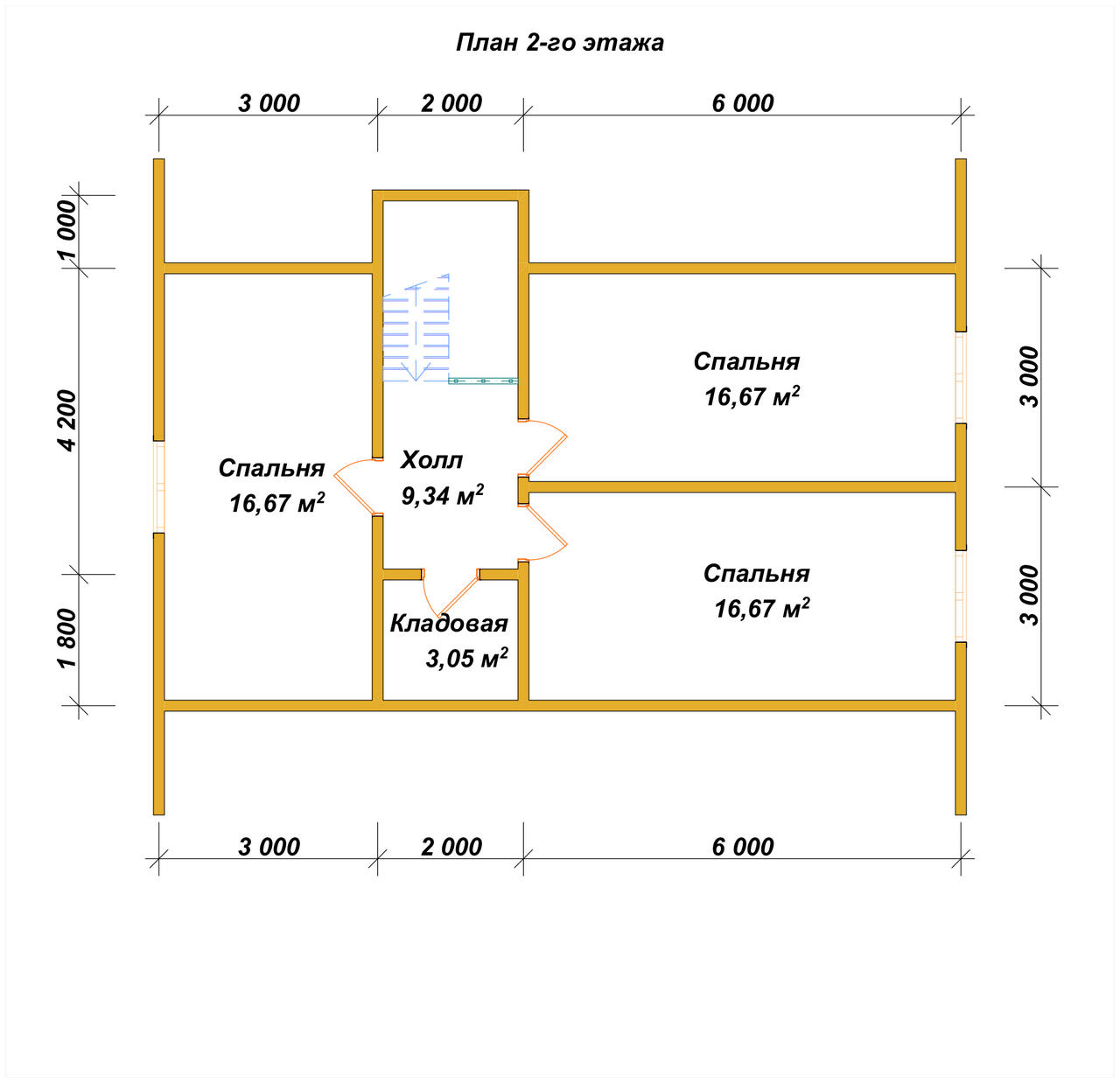 Дом из бруса с мансардой ДБ №75 - планировка 2
