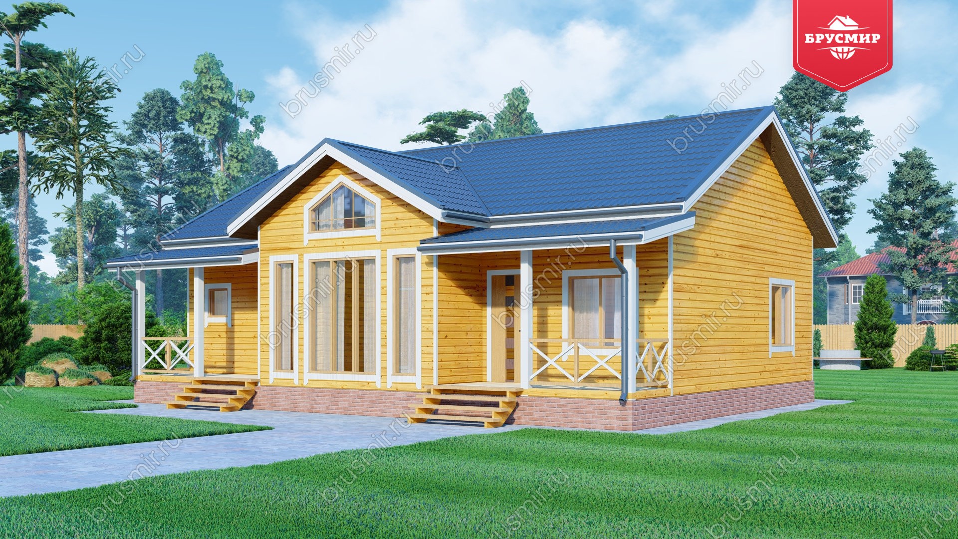 Одноэтажный дом из бруса ДБ №163