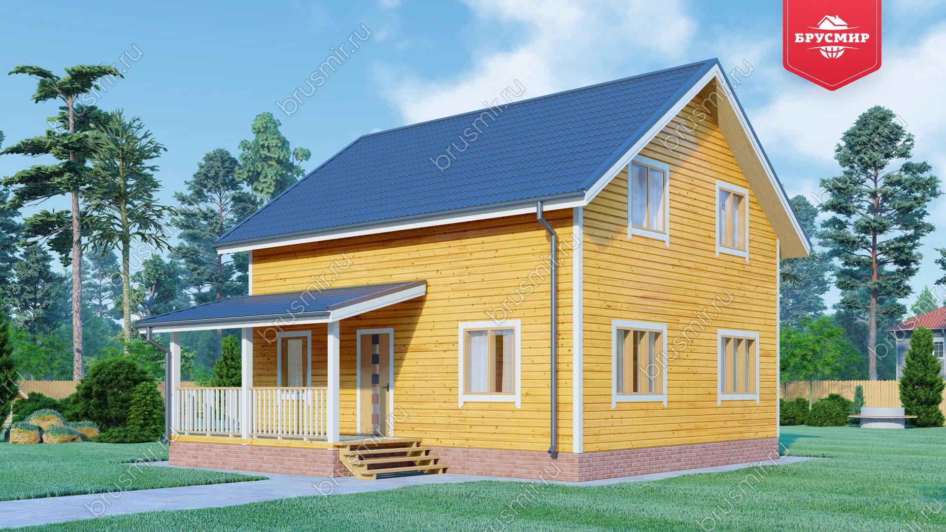 Полутораэтажный дом из бруса ДБ №33