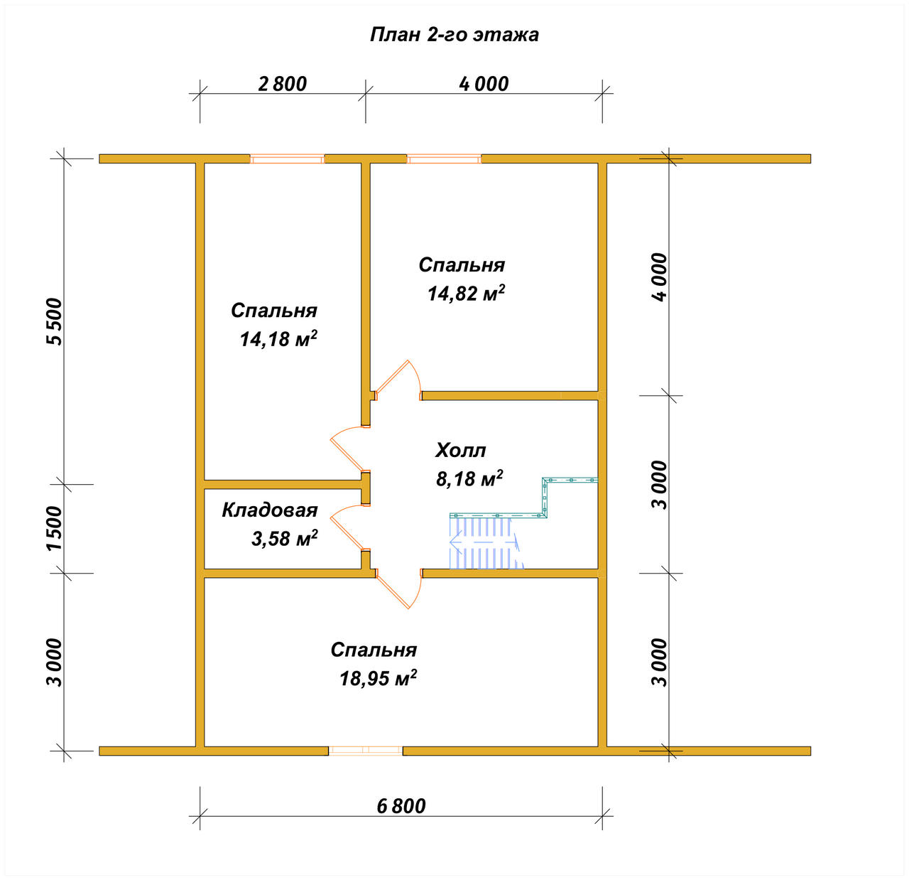 Дом из бруса с мансардой ДБ №83 - планировка 2