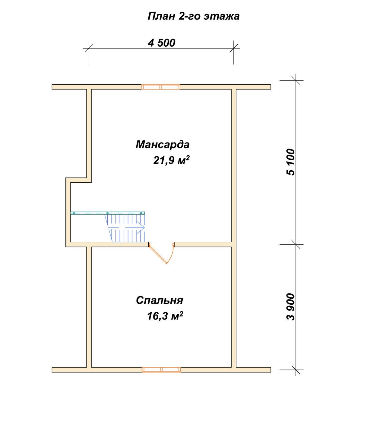 Дом из бруса с мансардой ДБ №85 - планировка 2