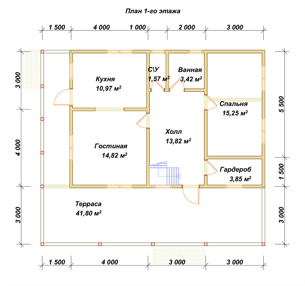Дом из бруса с мансардой ДБ №86 - планировка 1