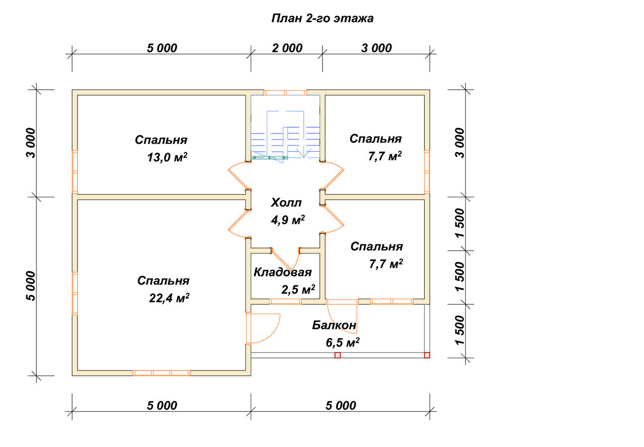 Двухэтажный дом из бруса ДБ №167 - планировка 2