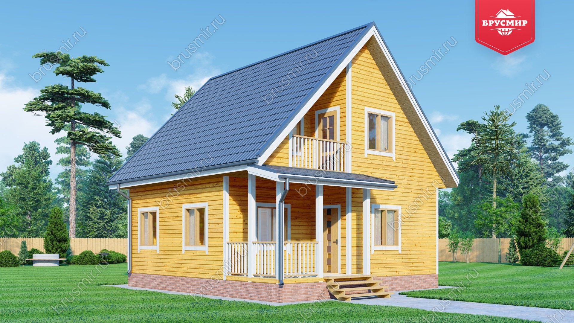 Дом из бруса с мансардой ДБ №165