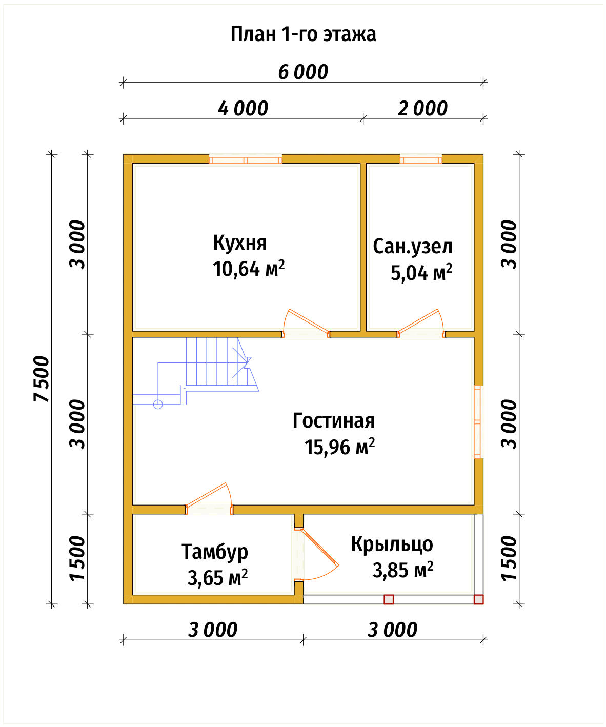 Дом из бруса с мансардой №81 - планировка 1