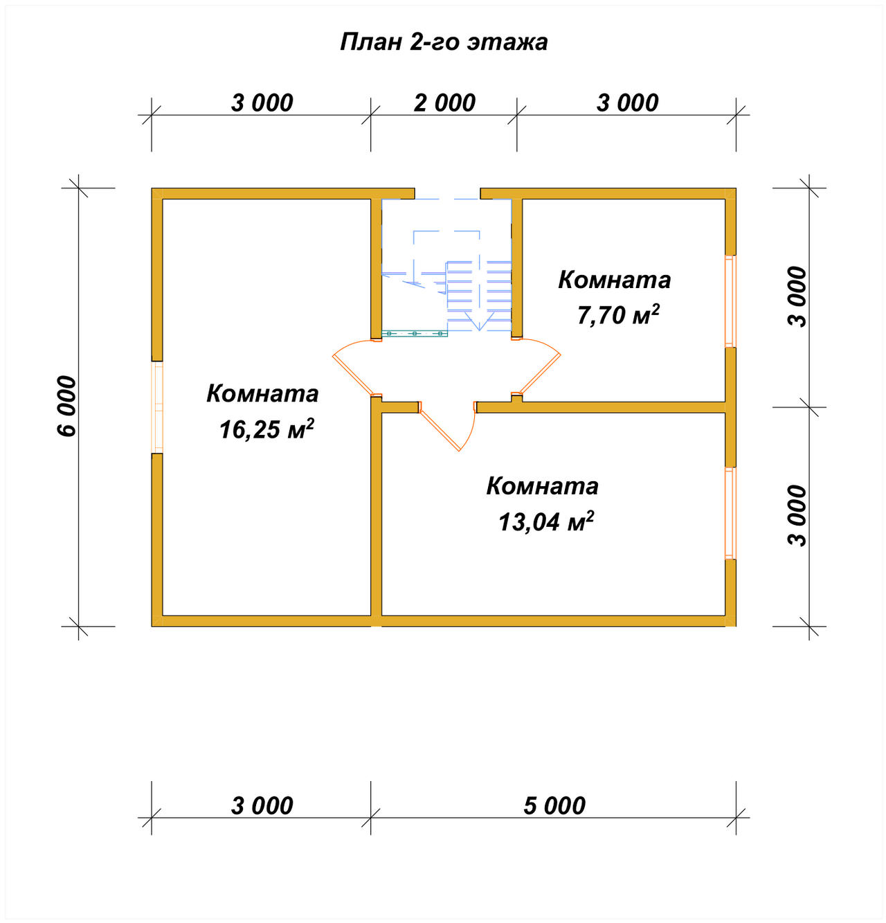 Полутораэтажный дом из бруса ДБ №70 - планировка 2