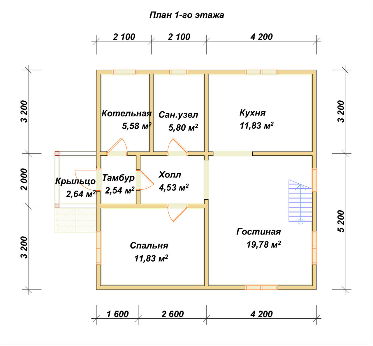 Дом из бруса с мансардой ДБ №162 - планировка 1
