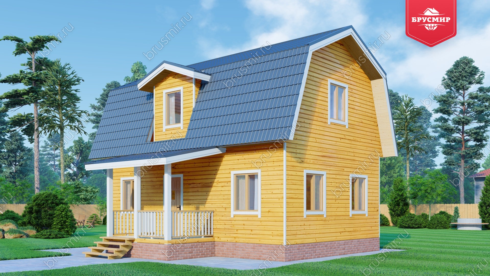 Дом из бруса с мансардой ДБ №91