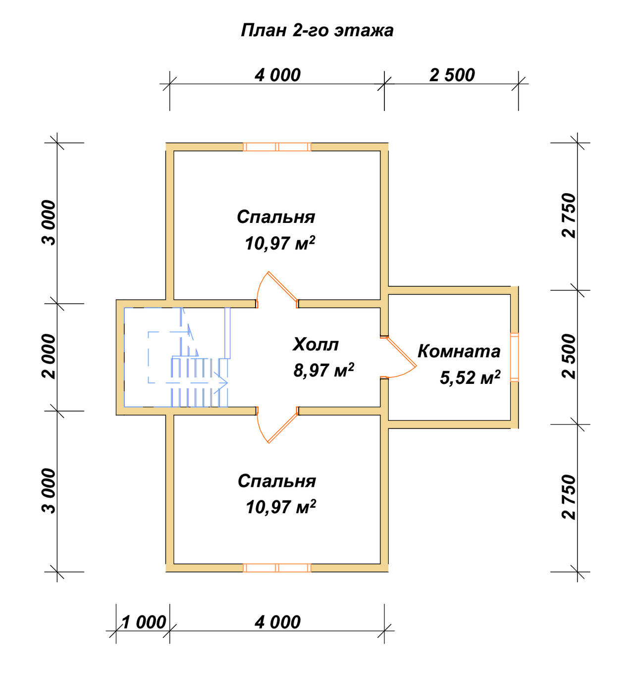 Дом из бруса с мансардой ДБ №53 - планировка 2