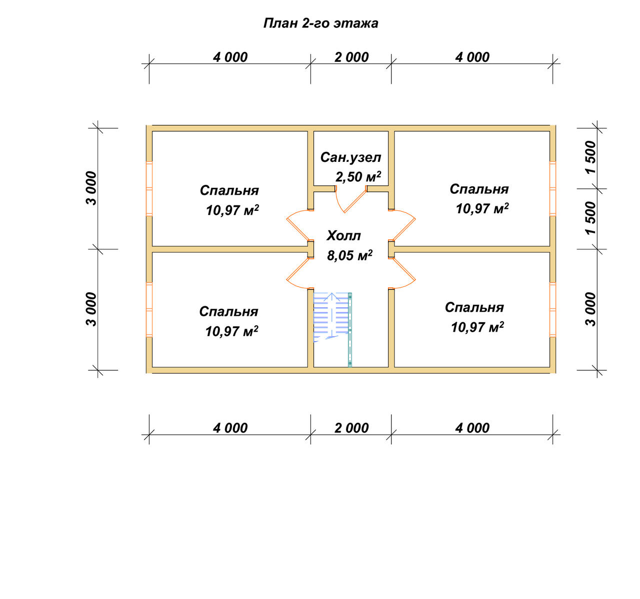Дом из бруса с мансардой ДБ №86 - планировка 2
