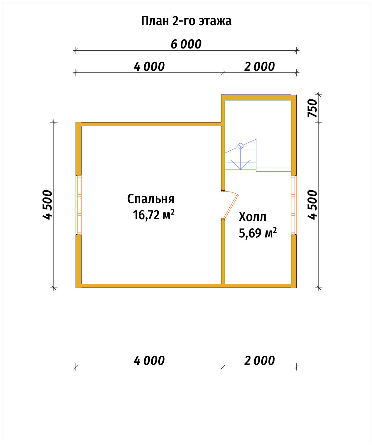 Дом из бруса с мансардой ДБ №26 - планировка 2