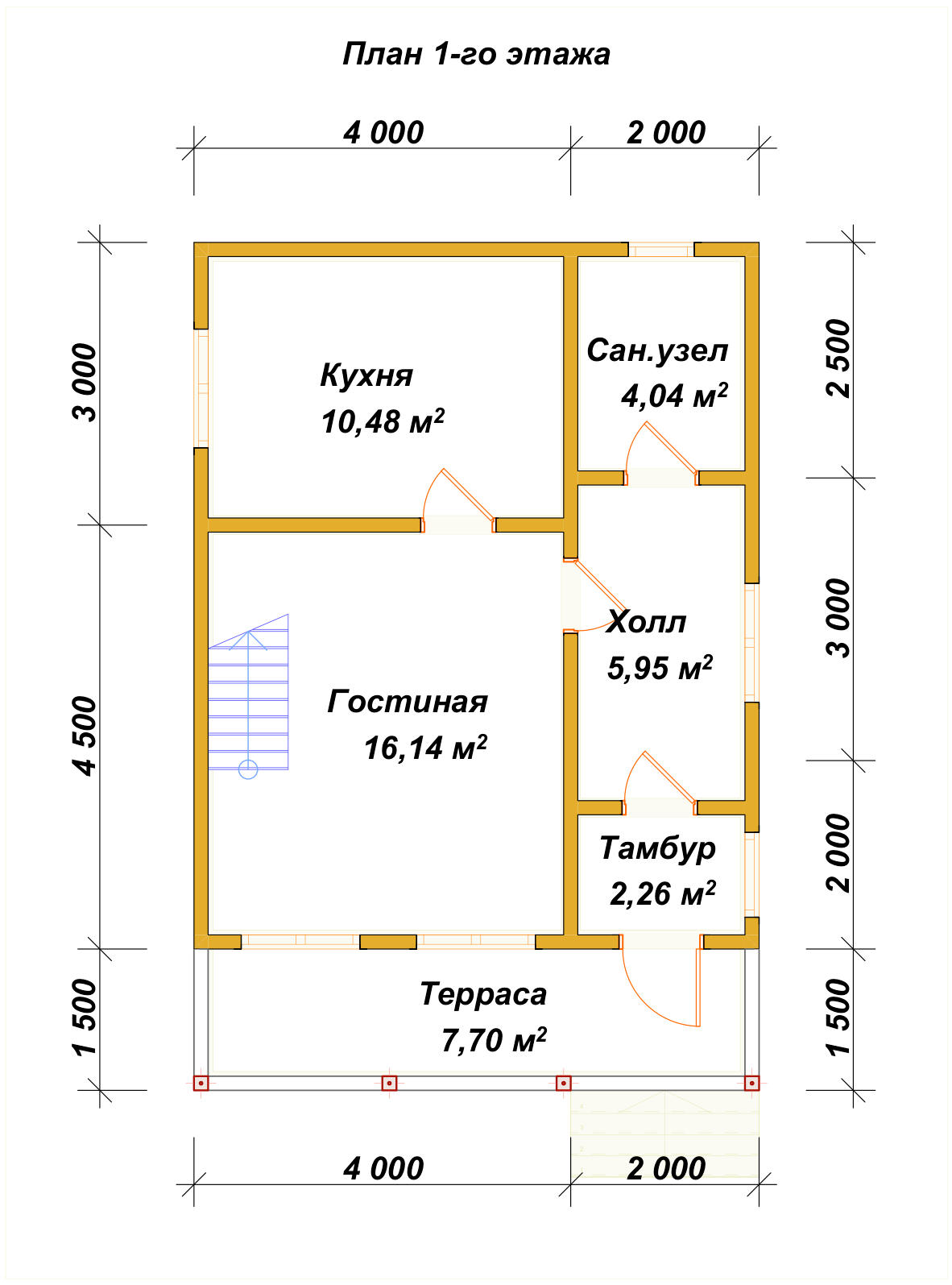 Дом из бруса с мансардой ДБ №82 - планировка 1