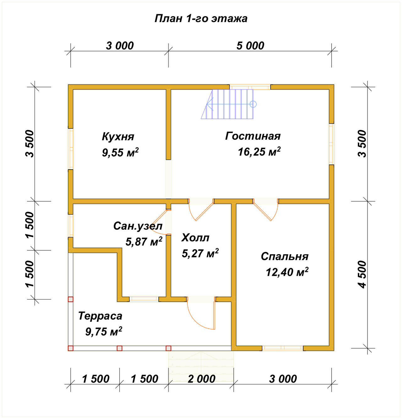 Полутораэтажный дом из бруса ДБ №94 - планировка 1