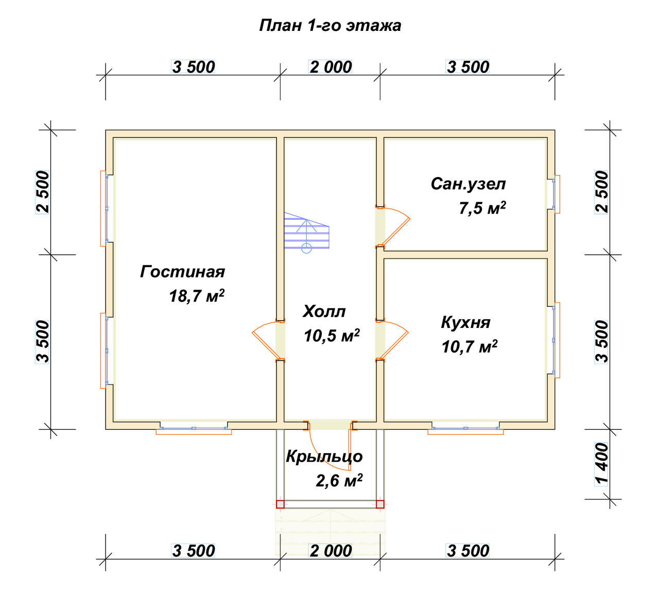 Дом из бруса с мансардой ДБ №47 - планировка 1