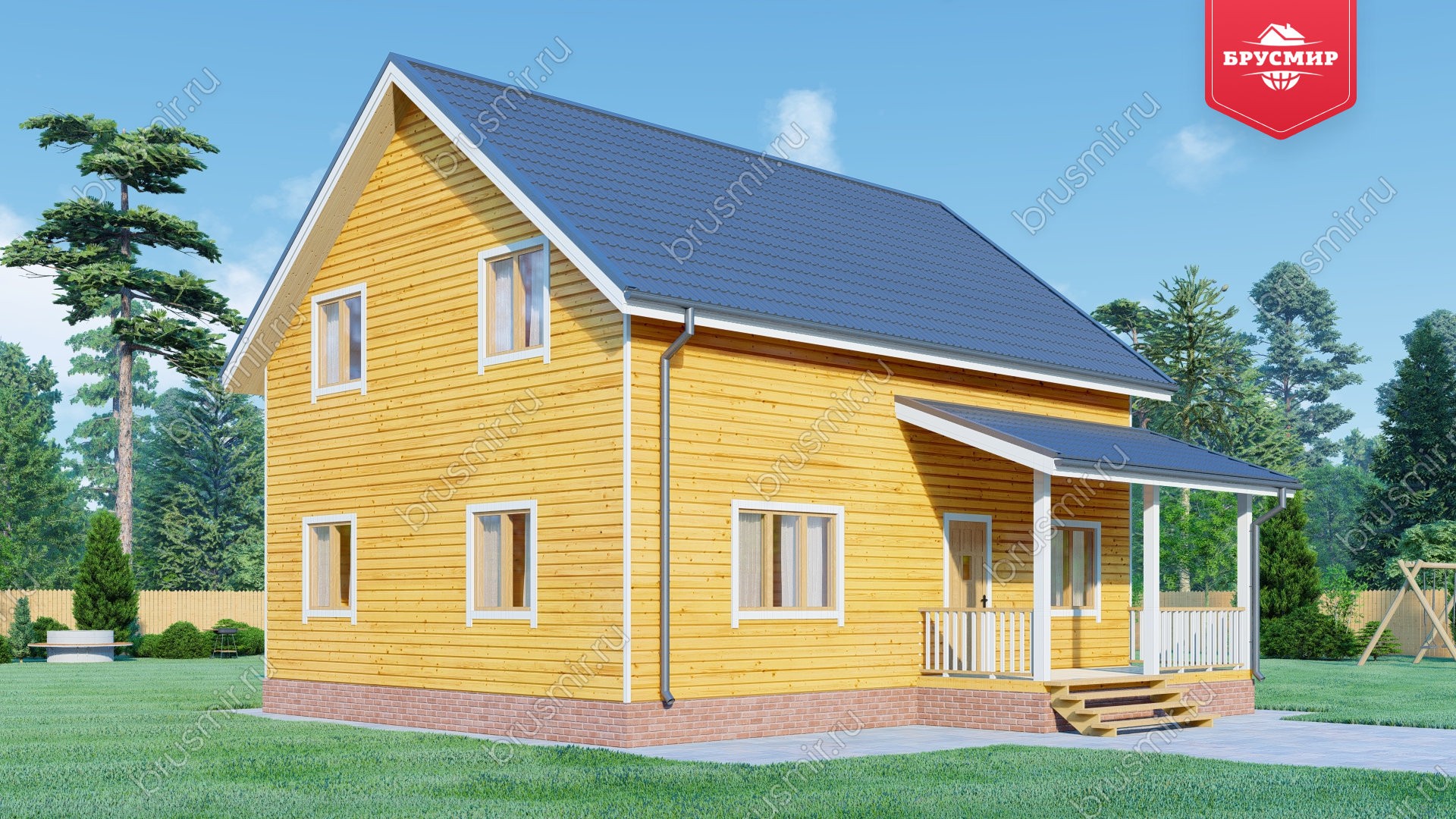 Полутораэтажный дом из бруса ДБ №143