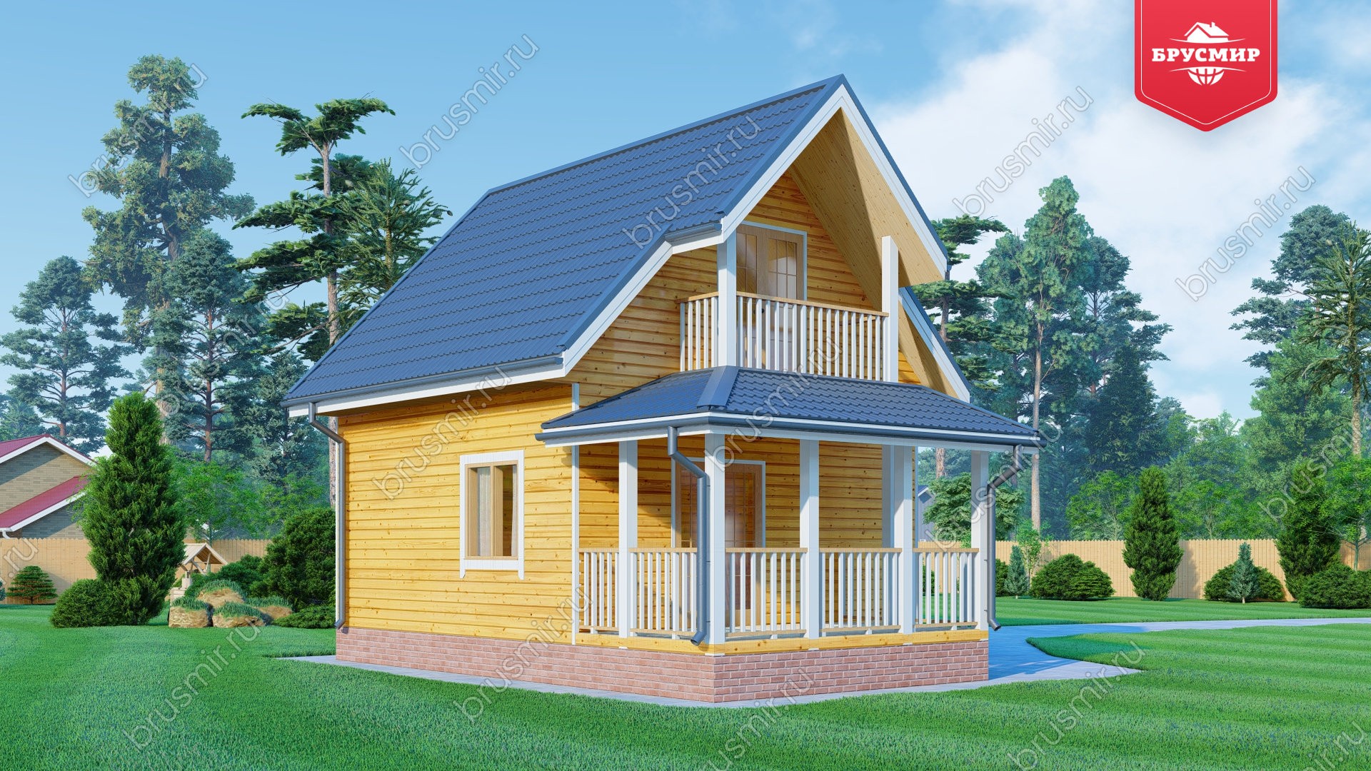 Дом из бруса с мансардой ДБ №164