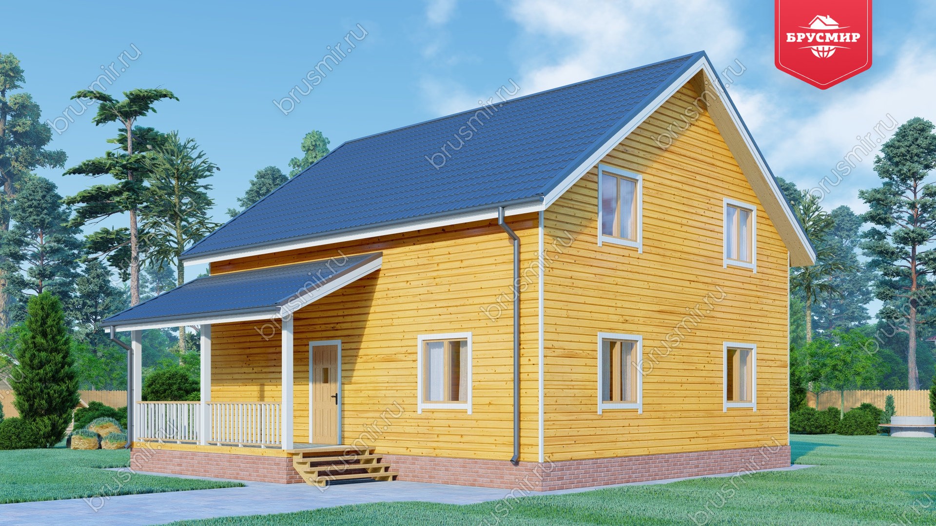 Полутораэтажный дом из бруса ДБ №144