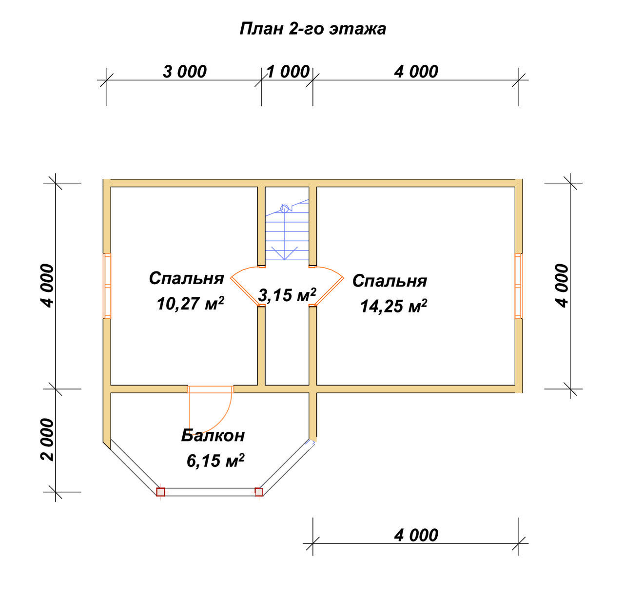 Дом из бруса с мансардой ДБ №115 - планировка 2