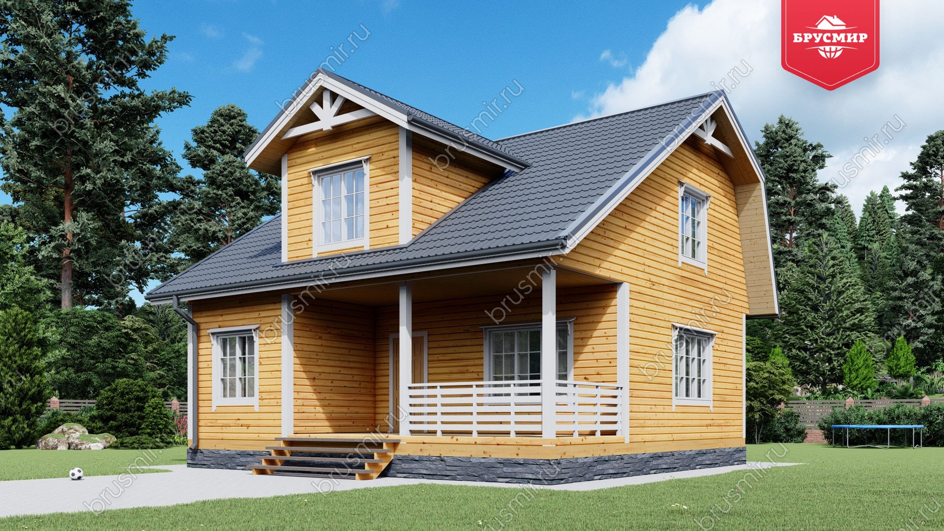 Дом из бруса с мансардой ДБ №79